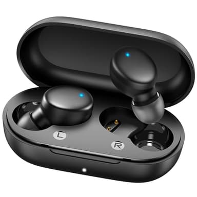 MOZOTER S8 Mini Wireless Earbuds Bluetooth 5.3 in Ear Light-Weight Headphones,60Hrs Playtime Ear Buds with Charging Case,Smart Ring,Fitness Tracker Premium Sound with Deep Bass for Sport-Black