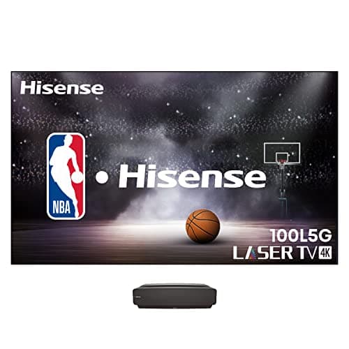 Hisense 100L5G-DLT100B 4K UHD Ultra-Short Throw Laser TV 100" High Gain ALR Screen, 2700 lumens, Compatible with Dolby Atmos, Google Assistant and Chromecast Built-in, Compatible with Alexa