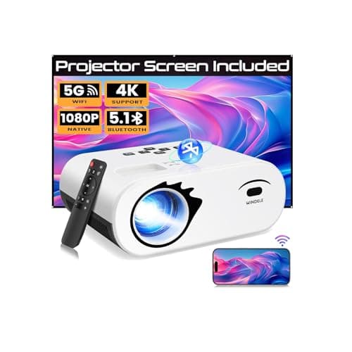 Mini Projector with WiFi and Bluetooth, Screen | Native 1080P, Portable Outdoor 5G Projector, Lag-Free, Compatible with iPhone, Android, PC, Fire Stick, Xbox, and PS5
