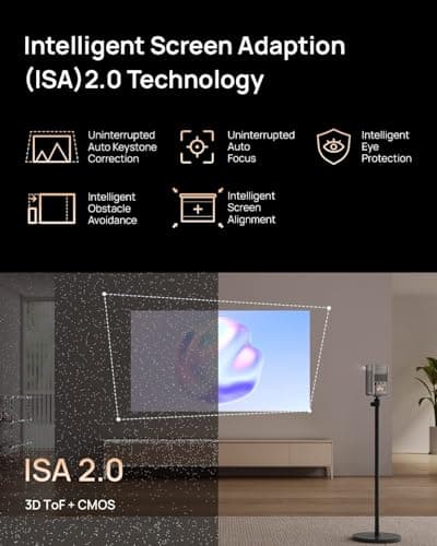 XGIMI MoGo 2 Pro 1080P Portable Projector, Mini Projector with WiFi and Bluetooth, Android TV 11.0, 400 ISO Lumens, 2X8W Speakers, Supports 4K, Auto Focus, Object Avoidance, and Screen Adaption