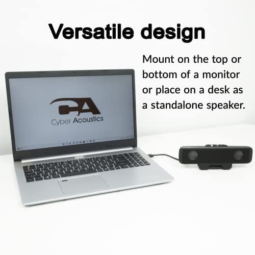 Cyber Acoustics USB Speaker Bar (CA-2890) – Stereo USB Powered Speaker, Easily Clamps to Monitor, Convenient Controls