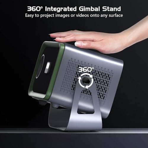 【Auto Focus/Keystone】4K Projector with WiFi and Bluetooth, 360° Rotating Movie Projector, Portable Projector with 200 ANSI, Outdoor Projector for Phone/PC/TV Stick/DVD/USB/HDMI