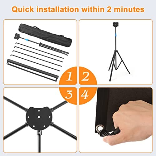 Projector Screen with Stand, 80 Inch Portable Projector Screen Outdoor Indoor, 1.2 Gain Fiberglass Projection Screen, 16:9 Outdoor Movie PVC Screen with Carrying Bag for Movie Night (White Screen)