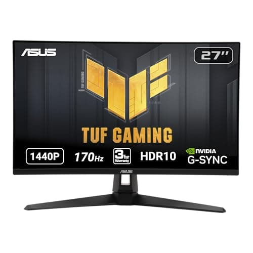 ASUS TUF Gaming 27" 2K HDR Monitor (VG27AQ1A) - QHD (2560 x 1440), IPS, 170Hz (Supports 144Hz), 1ms, Extreme Low Motion Blur, Speaker, G-SYNC Compatible, VESA Mountable, DisplayPort, HDMI,BLACK