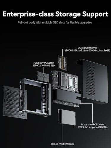 MINISFORUM Mini PC MS-01-S1390 Barebone with Intel Core i9-13900H,vPro Enterprise Support,2x10Gbps SFP+LAN/2x2.5G RJ45/2xUSB4/HDMI/16xPCIe 4.0/M.2 NVMe SSD/U.2 NVMe SSD,Mini Computer(No OS/RAM/SSD)
