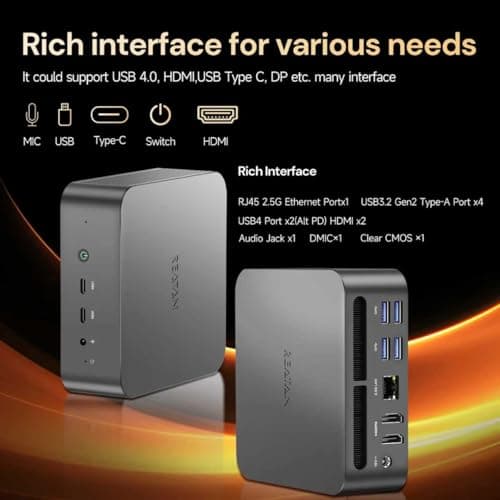 Reatan Alloy 9 Mini Gaming PC AMD Ryzen 9 7940HS(up to 5.2GHz) 32GB DDR5 1TB SSD 5600 MHz RAM, Desktop Mini Computers, Radeon 780M Graphics,Quad Display 2.5Gbps LAN,HDMI 2.1, 8K USB 4.0 Wi-Fi 6E/BT5.3
