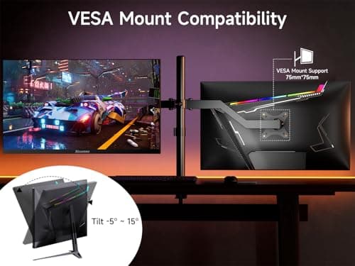 memzuoix 27 inch Gaming Monitor, QHD 2560×1440p, 144Hz/165Hz 100% sRGB, 1ms, FreeSync, HDMI&DisplayPort×2, Built-in Speakers and LED Rainbow Light, VESA Mountable, Black