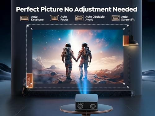 [1200 ANSI/Netflix-Licensed/36W Dolby Audio] Smart Projector with WiFi 6 and 2-Way Bluetooth, Auto Focus & Keystone, TOPTRO X9 4K Supported Outdoor Movie Projector, Gray