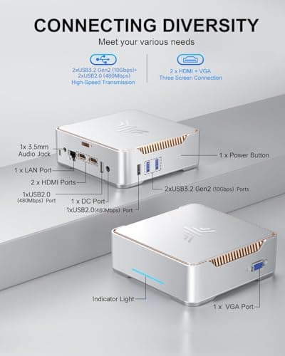 KAMRUI GK3Plus Mini PC, 16GB RAM 512GB M.2 SSD Mini Computers,12th Gen Alder Lake N95 (up to 3.4GHz) Micro PC, 2.5''SSD, Gigabit Ethernet,4K UHD,WiFi,BT,VESA/Home/Business Small pc