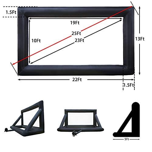 25Ft Inflatable Movie Screen with Stand for Outside-Support Rear Projection-Stable Outdoor Frame-Outdoor Movie Screen Use in Combination with Projector and Speaker