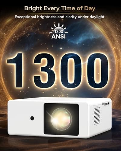 [1300 ANSI/Netflix Licensed/Dolby Audio] Projector with WiFi Bluetooth Portable Outdoor - 4K Smart Ceiling Projector with Built in Apps, Wireless Home Theater for Bedroom, 20% Zoom/500", HDMI/Phone/PC