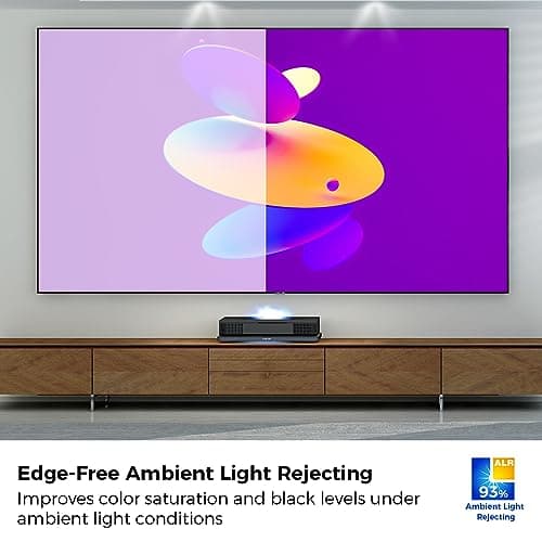 SCREENPRO ALR 150inch Ambient Light Rejecting Wall Mount Projector Screen for Laser Projector & UST Projector, 16:9 4K/8K Ultra Edge Free Fixed Frame Ceiling Light Rejecting Screen for Home Theater