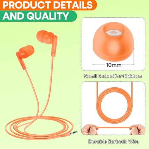 50 Pack Bulk Kids Earbuds for School Classroom Library, Student Wired Earphones with 3.5 mm Jack Multi Colored Earphones for Computer Chromebook Laptop PC (HY01,50 Mixed)