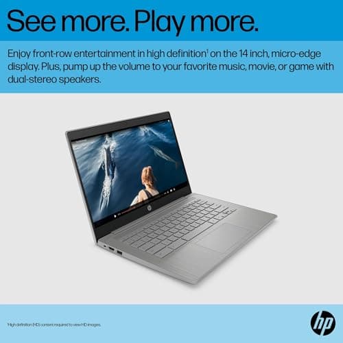 HP Chromebook 14 Laptop (14" HD, Intel 4-Core Celeron N4120, 4GB RAM, 64GB SSD, UHD Graphics 600) for Home & Student, Light Weight & 14-Hr Battery Life, Webcam, Wi-Fi, IST HUB, Chrome OS, Grey