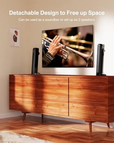 ULTIMEA 2.2ch Sound Bar for TV, Peak Power 100W, 2-in-1 Detachable Bluetooth 5.3 Soundbar for TV, 3 EQ Modes, Bass Adjustable for TV Speakers, App, ARC/Optical/Aux/Wall Mount, Apollo S40