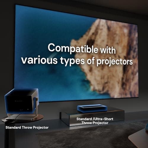 120-inch Fixed Frame Projector Screen, 1.3 dB Gain, 80% PQE, 4K/8K Ultra HD, 3D Wall Mount Projector Screen, Works with Long Throw, Short Throw & Ultra Short Throw Projectors