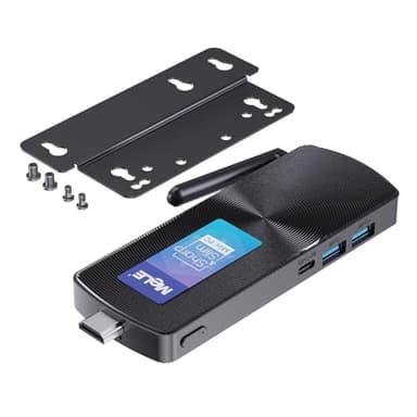 MeLE PCG02 N100 Slim Mini PC Stick Windows 11 Home 4GB/128GB, Full Function USB-C Fanless Mini Computer Stick 2X HDMI 4K Display 2.4/5G WiFi BT5.1 GbE Micro PC with Vesa, on Office IoT Digital Signage