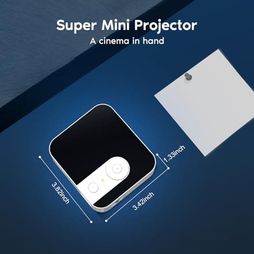 【3-hour Playtime】TMY Ultra Mini Projector, 1080P Support Portable Projector with WiFi and Bluetooth, Battery Powered Movie Projector, DLP Video Projector, Compatible with Phone/Pad/TV Stick/HDMI/USB