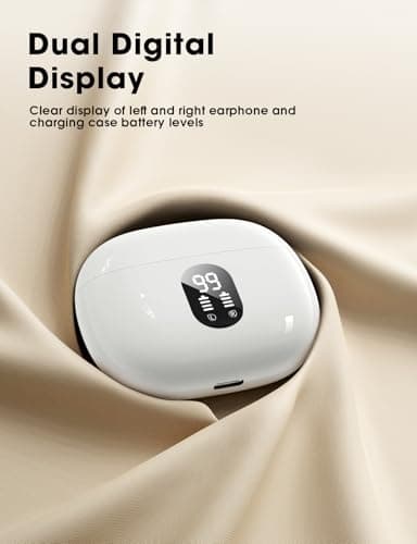 ZZU Wireless Earbuds, 2025 Ear Buds with Big Bass Stereo Sound, Lightweight Bluetooth Headphones with 48 Hours Playtime, in-Ear Fit Earphones, IPX7, Hands-Free Calls with AI for iPhone, Android, Pad