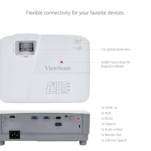 ViewSonic PA503X 4000 Lumens XGA High Brightness Projector Projector for Home and Office with HDMI Vertical Keystone