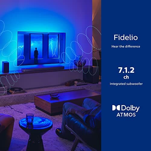 PHILIPS Fidelio FB1 7.1.2-Channel Surround Sound Soundbar with Integrated Dolby Atmos and Subwoofer + DTS Play-Fi, All-in-One, Premium Design and Materials