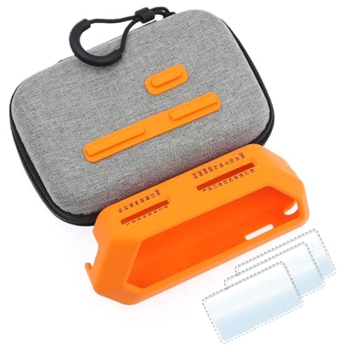 5 in 1 Protective Accessories Soft Silicone Case & EVA Carrying Case & 3 Pack of Screen Protect & SD Card Dust Plug & GPIO Dust Plug for Flipper Zero - Original Orange Set (Orange)