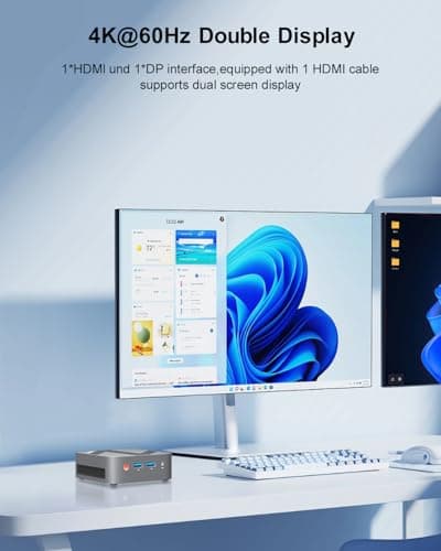 Mini PC W-11, Mini-PC with Intel CPU N150(up to 3.6GHz), 16 GB DDR4 RAM 512 GB M.2 SSD Micro Gaming PC, 4K Dual Display, HDMI 2.0/DP, USB 3.0/WiFi 5/BT 5, Fit Office Home School