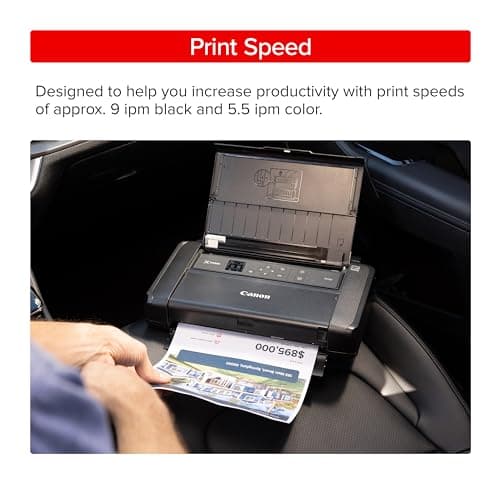Canon PIXMA TR160 Wireless Portable Printer, 50-Sheet Paper Tray and 1.44" Display