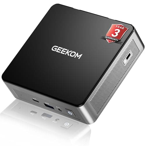 GEEKOM Air12 Mini PC with 13th Gen Intel N150, 16GB DDR5 512GB NVMe SSD Mini Desktop Computer, 4K Triple Display via HDMI 2.0+MiniDP 1.4+USB-C, SD Slot, WiFi 6/BT5.2, Gigabit LAN, VESA for Home&Office