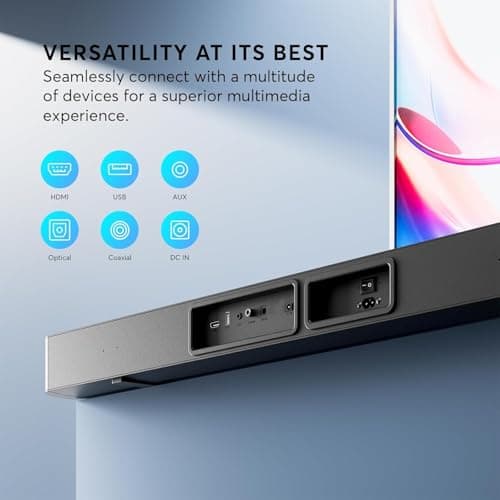 Sound Bar for Smart TV w/Dolby Atmos 2.1 ch 190W 37 inch Surround Sound TV Speaker Home Theater System, HDMI-ARC/BluetoothOptical/AUX/Connection for TV/Projector/DVD Player/Switch/PC