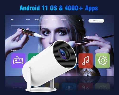 HY300PRO Mini Projector with Wifi and Bluetooth, Portable Projector 4K Support, Auto Keystone, Air Mouse Remote, Voice Control, 180 Degree Rotation Smart Proyector for Outdoor/Bedroom/Movie