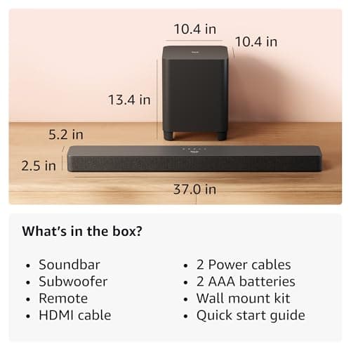 Amazon Fire TV Soundbar Plus with subwoofer (newest model), 3.1 channel, Dolby Atmos, DTS:X, clear dialogue