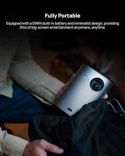 XGIMI Halo+ 1080P Portable Projector, 700 ISO Lumens with Harman Kardon Speakers, Auto Keystone Correction, Auto Focus, Intelligent Obstacle Avoidance, Intelligent Screen Alignment, Android TV 10.0