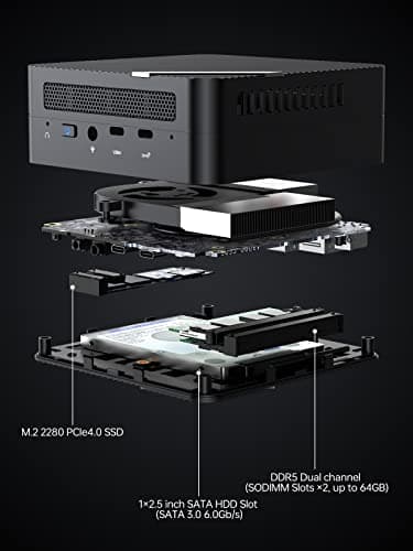 MINISFORUM Venus Series UM773 Lite Mini PC AMD Ryzen 7 7735HS Desktop Computer, DDR5-4800 32GB 1TB PCIe4.0 SSD, 2.5Gbps LAN, 2X4K HDMI, 1X8K USB4 Output, Radeon 680M Graphics Micro PC