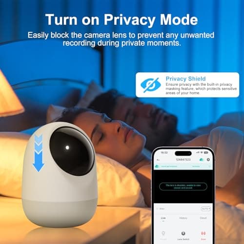 5&2.4Ghz Indoor Security Camera, 360° 3MP WiFi Cameras for Home Security, Home Security Camera, Baby/Pet Camera with Phone App, Motion/Sound Detection, Auto Tracking, 2-Way Audio, TF/Cloud Storage