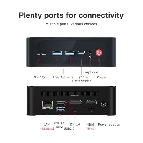 Beelink SER5 Mini PC, AMD Ryzen 5 5500U(6C/12T, up to 4.0GHz), 16GB DDR4 500GB NVMe SSD, SER5 Mini Computer Support 4K Triple Display, 2.5G LAN, HDMI+DP, Type-C