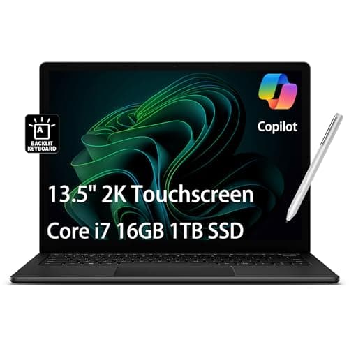 Microsoft Surface Laptop 5 Laptop (13.5" 2K Touchscreen, Intel 10-Core i7-1265U, 16GB 6400MHz RAM, 1TB SSD) IST Active Pen, 18-Hr Battery Life, Backlit, Wi-Fi 6, Webcam, Win 11 Pro w/AI Copilot, Black