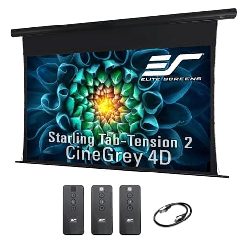 Elite Screens Starling Tab-Tension 2 CineGrey 4D, 106" 16:9, Ceiling, Ambient Light Rejecting (CLR/ALR) Tab-Tensioned Electric Drop Down Front Projector Screen Programmed Remote Kit, STT106UHD4-E12