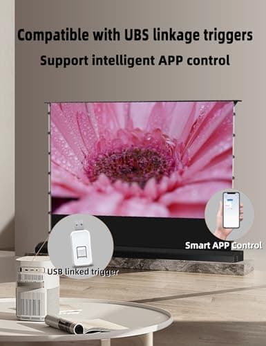 Fresnel Motorized Floor Rising Projector Screen for Long/Standard Shrow Projector,Ambient Light Rejecting Movie Screen for Home Theater,Projector Screen Motorized 4K/8K Ultra HD, Active 3D