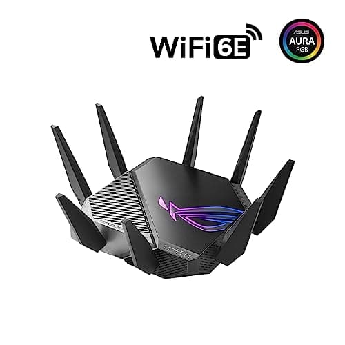 ASUS ROG Rapture GT-AXE11000 Tri-band WiFi 6E Extendable Gaming Router, 6GHz Band, 2.5G Port, Triple-level Game Acceleration, VPN Fusion, Subscription-free Network Security, AiMesh Compatible