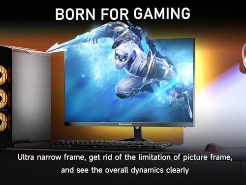 memzuoix 27 inch Gaming Monitor, QHD 2560×1440p, 144Hz/165Hz 100% sRGB, 1ms, FreeSync, HDMI&DisplayPort×2, Built-in Speakers and LED Rainbow Light, VESA Mountable, Black