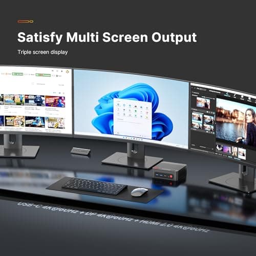 P4 Mini PC Desktop Computers, AMD Ryzen 7 5825U (up to 4.5GHz), 32GB DDR4, 1TB PCIe SSD, Dual LAN 2.5G & Wi-Fi 6E & BT5.2, 4K Triple Display, Compact Silent PC for Gaming, Office, Design