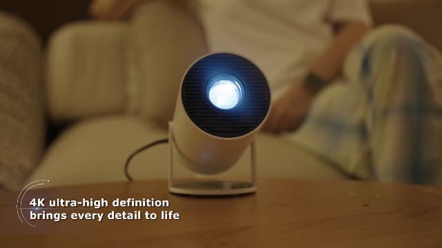 Mini Projector with WIFI 6 and Bluetooth, 4K 1080P Support Portable Projector 180° Rotatable 130'' Screen Movie Projector Auto Keystone Compatible for Laptop, PC, Smartphone (White)