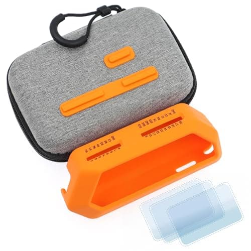 5 in 1 Protective Accessories Soft Silicone Case & EVA Carrying Case & 3 Pack of Screen Protect & SD Card Dust Plug & GPIO Dust Plug for Flipper Zero - Original Orange Set (Orange)