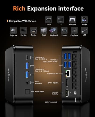 KAMRUI Mini PC with AMD Ryzen 7 PRO 5875U, 16GB DDR4 512GB M.2 SSD Mini Computer, Mini Gaming PC with USB Type-C, Desktop Computer Supports Triple 4K Display, WiFi 6, BT 5.2