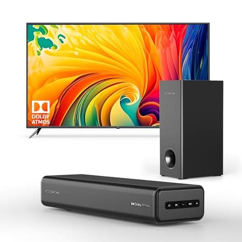 2.1CH Dolby Atmos Soundbar 100W Sound Bars for Smart TV Subwoofer Included Bluetooth 5.3 with HDMI-EARC/Optical/AUX Connection Game Mode Surround Home Theater Audio for TV