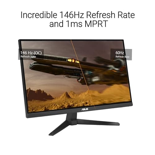 ASUS TUF Gaming 24” (23.8” viewable) 1080P Monitor (VG249QE5A) - Full HD, Overclock to 144Hz, IPS, Extreme Low Motion Blur Sync, 1ms, Speakers, Variable Overdrive, DisplayWidget Center, 3 yr Warranty