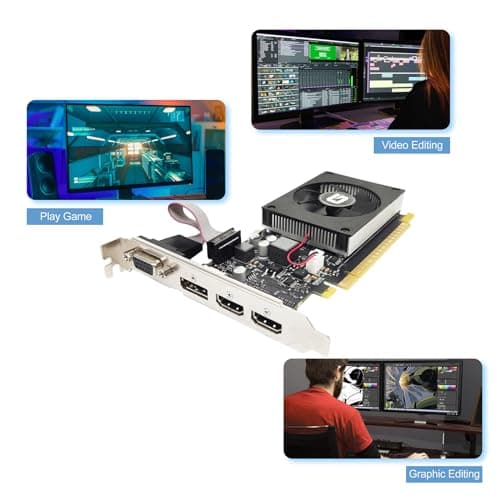 GeForce GT 730 4G Low Profile Graphics Card, 2X HDMI, DP, VGA, DDR3, PCI Express 2.0 x8, Entry Level GPU for PC, SFF and HTPC, Compatible with Windows 11