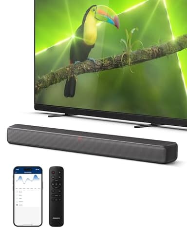 PHILIPS B5109 SoundBar for TV, 2.0 Channel Sound, DTS Virtual:X, Dolby Digital Plus,BT LE Audio, EQ Effects,Night Mode, Easy Setup, EasyLINK, Roku TV Ready, Remote/APP Control, Darkgrey