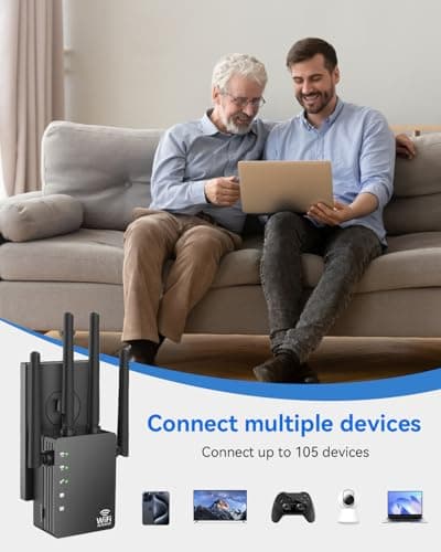 Dual Band 5GHz/2.4GHz WiFi Extender, WiFi Booster, WiFi Extender Signal Booster, Covers 12880 Sq.ft, Supports 105 Devices, Wireless Signal Booster for Home